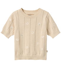 Wheat T-shirt - Strik - Sandshell white flowers