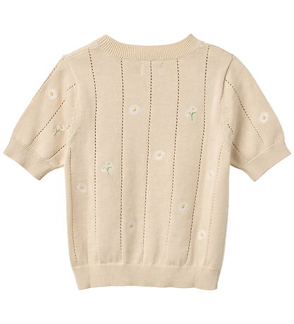 Wheat T-shirt - Strik - Sandshell white flowers