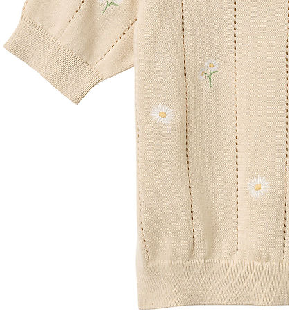 Wheat T-shirt - Strik - Sandshell white flowers