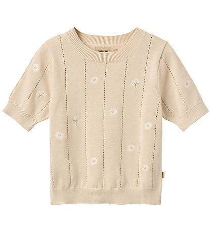 Wheat T-shirt - Strik - Sandshell white flowers