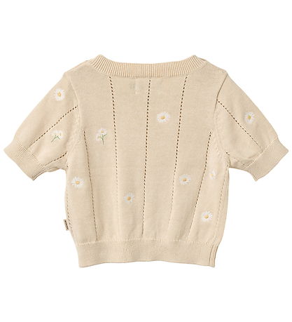 Wheat T-shirt - Strik - Sandshell white flowers