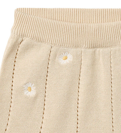 Wheat Shorts - Strik - Sandshell white flowers