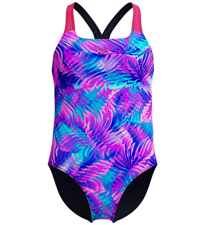 Speedo badedragt til piger - Print Powerback - Lilla/pink