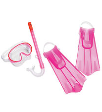 Speedo Snorkel set w. Diving Fins - Aqua Quest - Pink Frozen