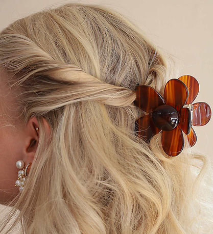 By Stær Hårklemme m. Blomst - Bitte - Brun