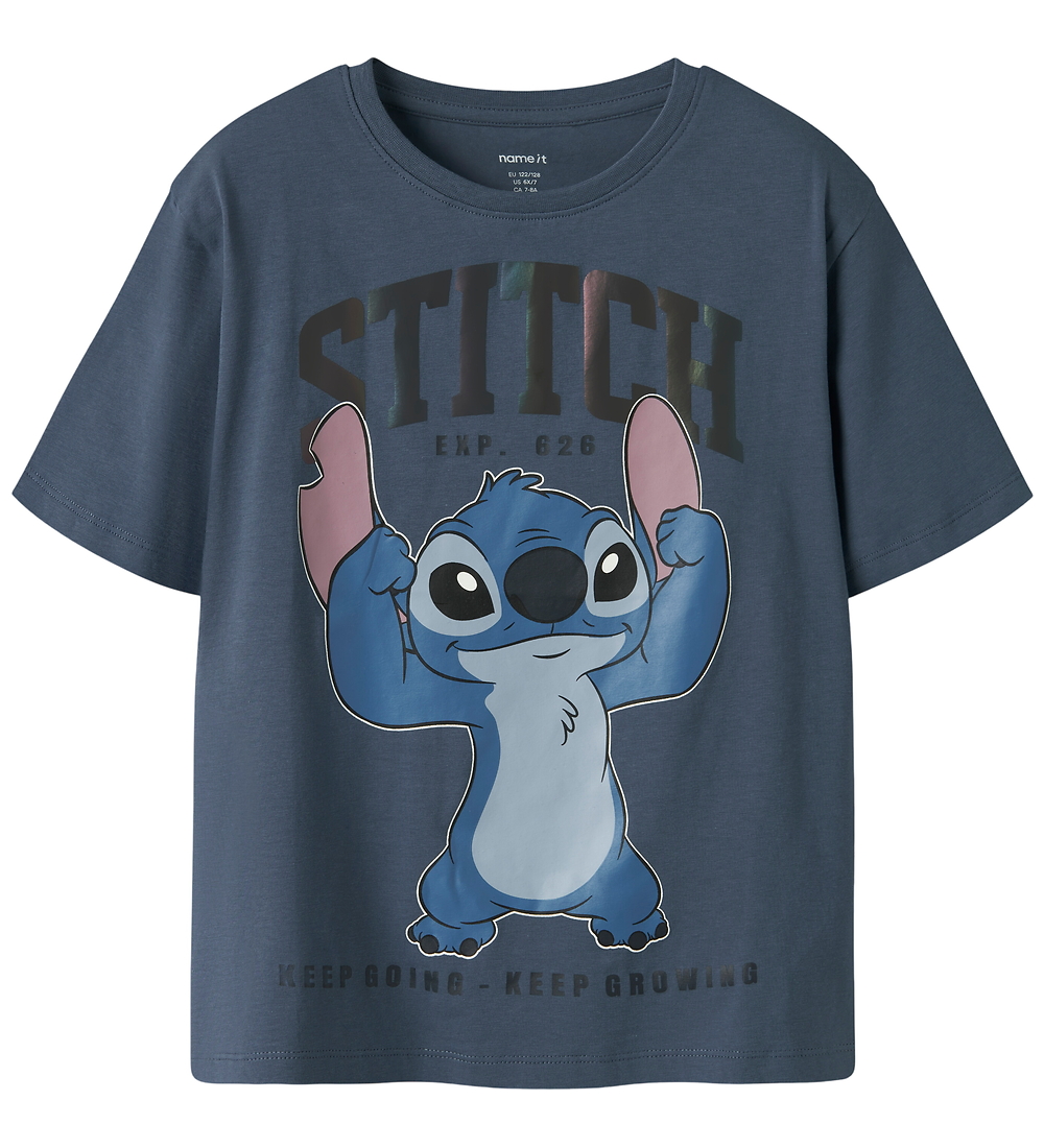 Name It T-Shirt - NkmFalk - Stitch - Vintage Indigo - Name It - 9-10 Jahre (134-140) - T-Shirts