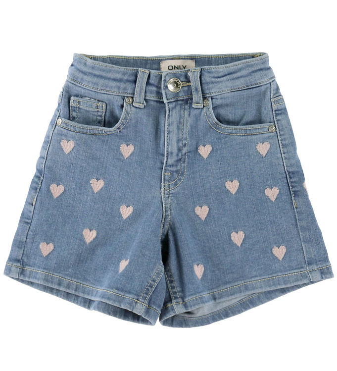 Kids Only Shorts - KOgJuicy - Light Medium Blue Denim/PINK HEART