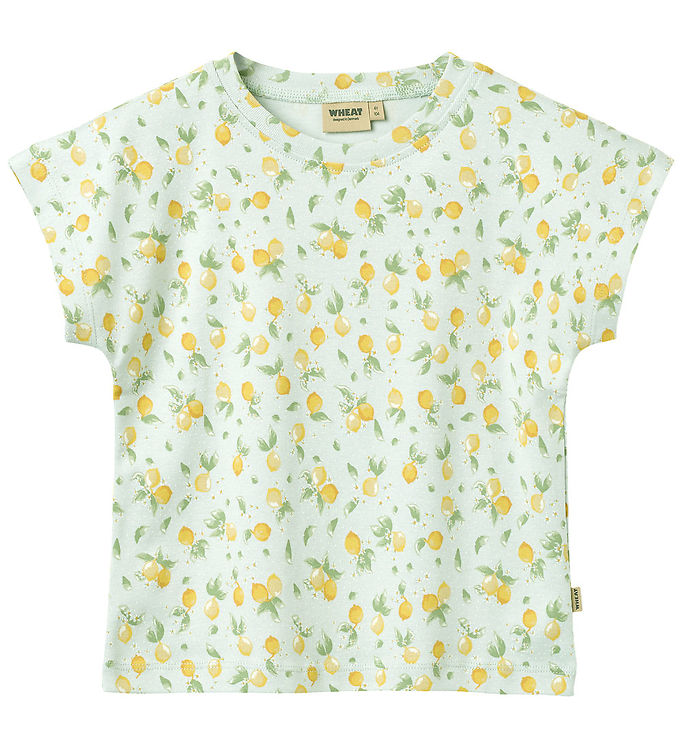Wheat Bette T-shirt Summer Blue Citrus Med Citronprint - Str. 3y 98cm