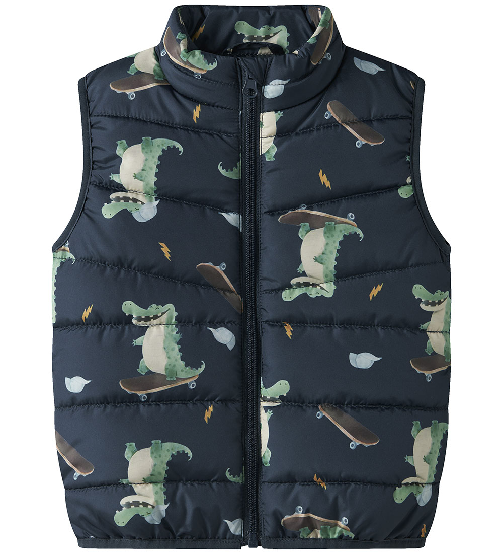 Name It Steppweste - NmmMylane - Insignia Blue m. Print - Name It - 2 Jahre (92) - Daunenweste