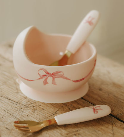 Elodie Details Spisesæt - 2 Dele - Silikone - Rosy Bow