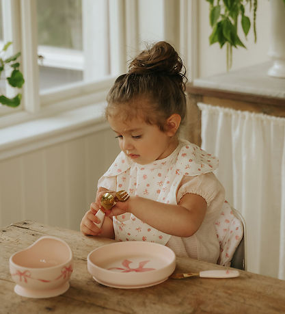 Elodie Details Spisesæt - 2 Dele - Silikone - Rosy Bow