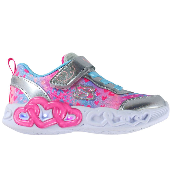Skechers Sko m. Lys - Girls Infinite Heart - Silver/Multi