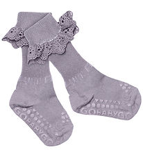 GoBabyGo Skridsikre Strømper - Viscose/Bamboo - Lavender Gray m.