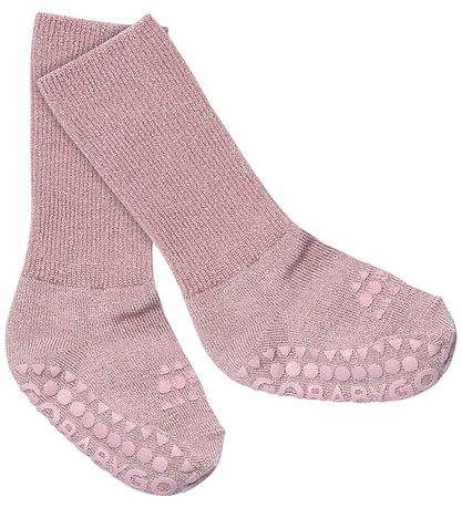 GoBabyGo Strømper - Non-Slip - Woodrose m. Glitter