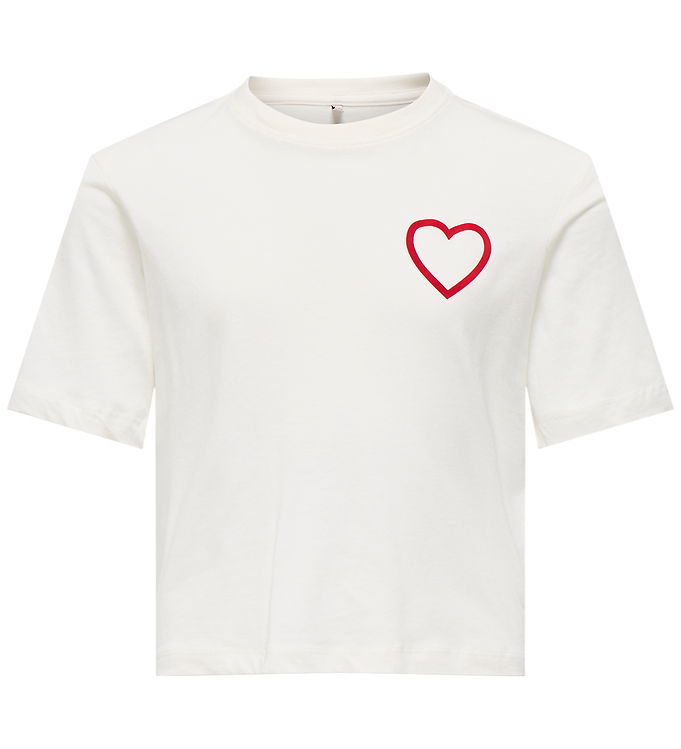Kds Only T-shirt - KogRex - Cloud Dancer/Heart/Barbados Cherry