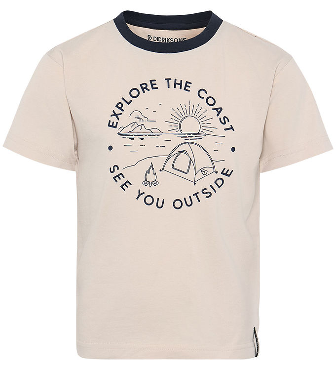 Didriksons T-shirt - Mynta - Sand Beige m. Print