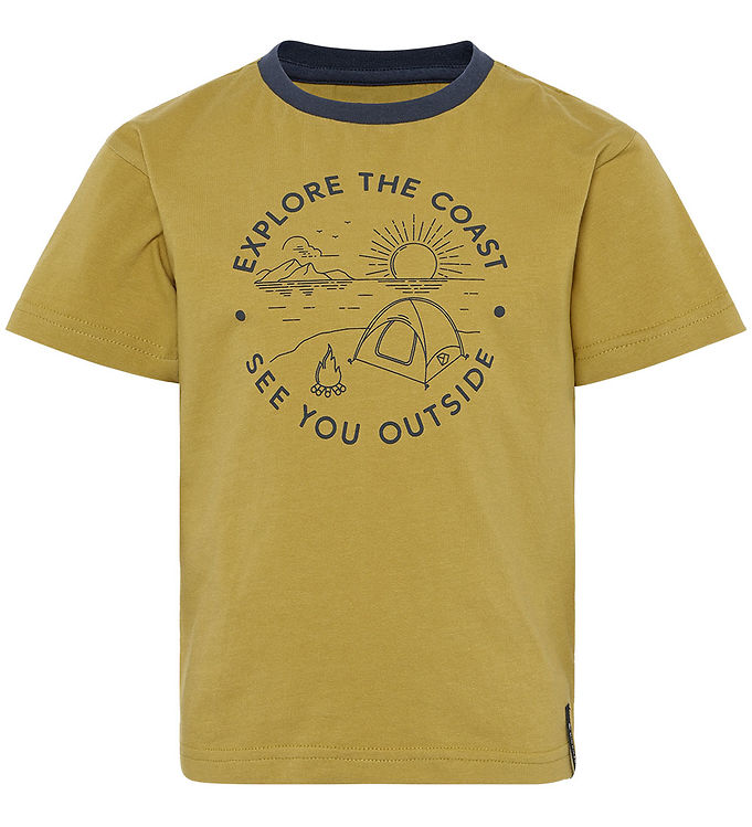 Didriksons T-shirt - Mynta - Yellow Pollen m. print