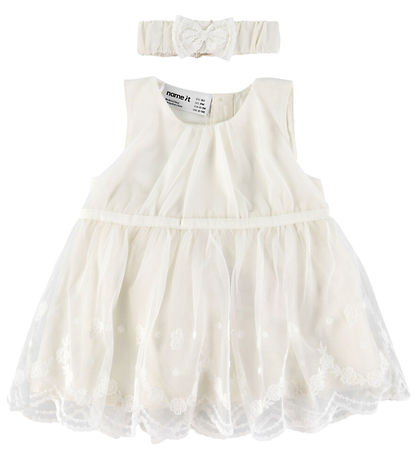 Name It Spencer w. Headband - Tulle - NbfDemille - Cloud Dancer