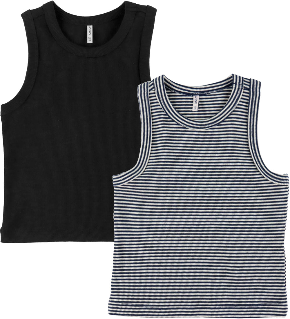 Kids Only Tanktops - 2-pack - KogJill - Zwart/Navy Blazer - Kids Only - 7-8 jaar (122-128) - Tanktops