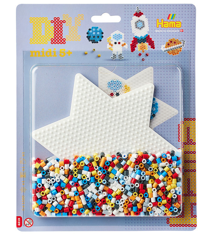 Hama Midi Perler - 1100 stk. + 1 Plade - Stor Stjerne - Space