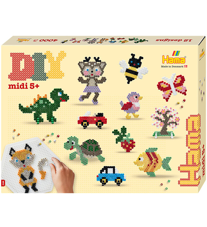 Hama Midi Perler - Gaveæske - 4000 stk. + 2 Plader - Perlesjov
