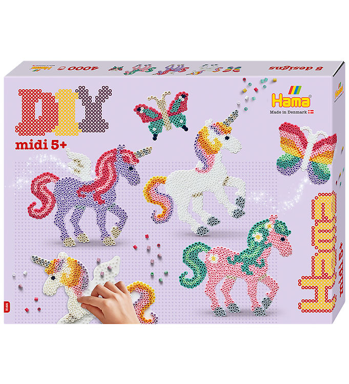 Hama Midi Perler - Gaveæske - 4000 stk. + 2 Plader - Eventyrhest
