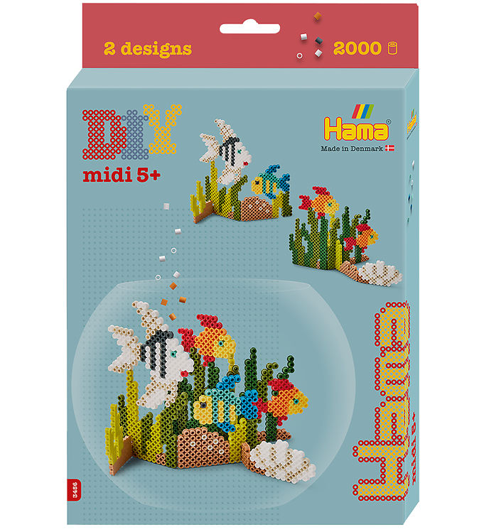 Hama Midi Perler - 2000 stk. + 1 Plade - Akvarium