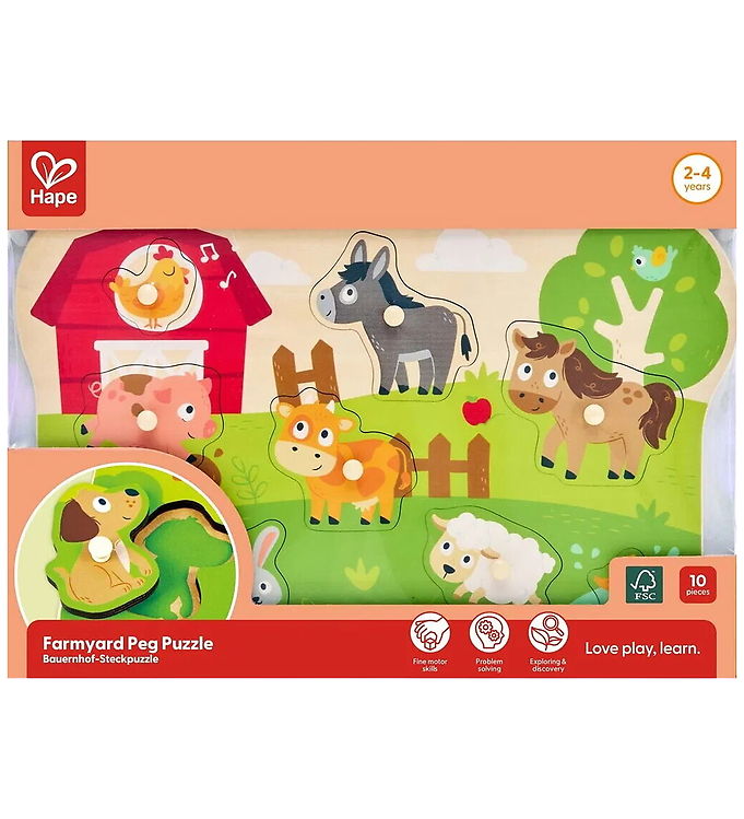 Hape Puslespil - Træ - 9 Brikker - Bondegård