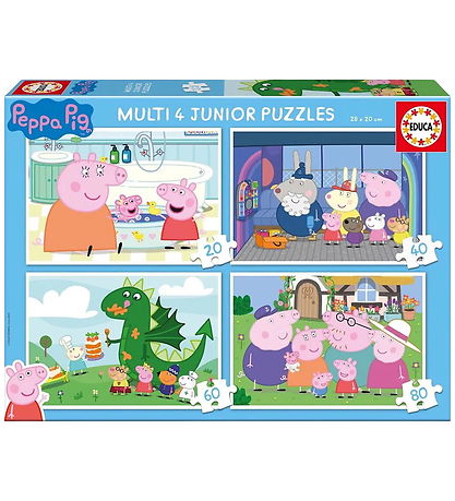 Educa Puslespil - 4 Puslespil m. 20,40,60 & 80 Brikker - Pappa P
