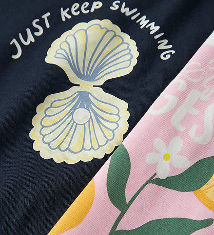 Name It T-shirt 2-pak - NfkVigea - Cloud Dancer/Navy Blazer