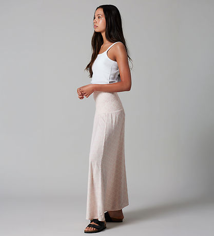 LMTD Maxi Nederdel - NlfZandy - Antique White/W. CRYSTAL PINK