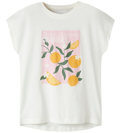Name it T-shirt - NkfVigea - Cloud Dancer/Oranges