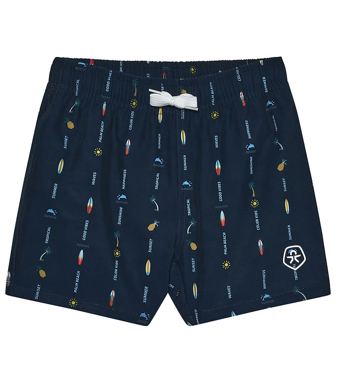 Color Kids Badeshorts - Dress Blues m. Print