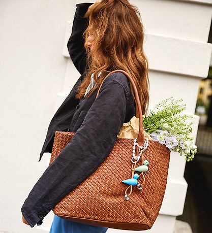 Kay Bojesen Nøglering - Fugl/Sølv - Naturlæder/Green