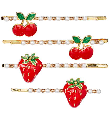 Souza Hårspænder - 4-pak - Strawberry