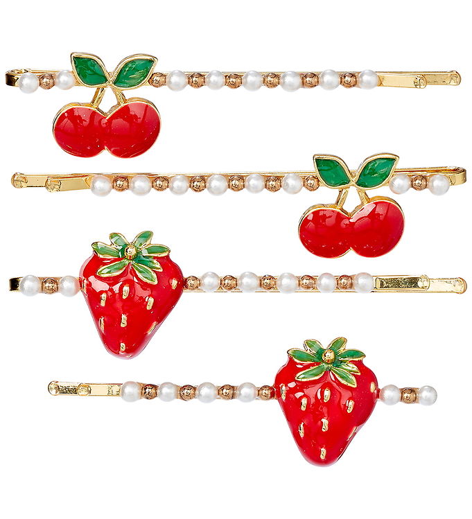 Souza Hårspænder - 4-pak - Strawberry