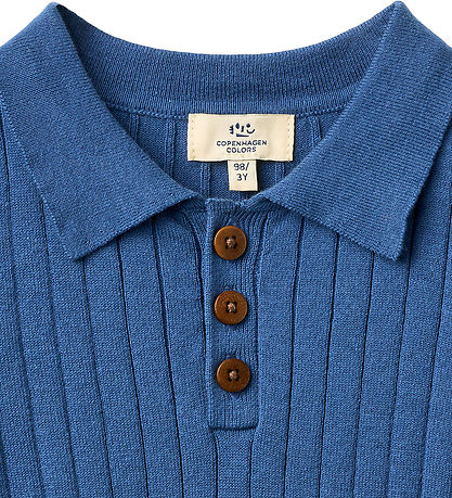Copenhagen Colors Polo - Strik/Rib - Sharp Blue/Cream