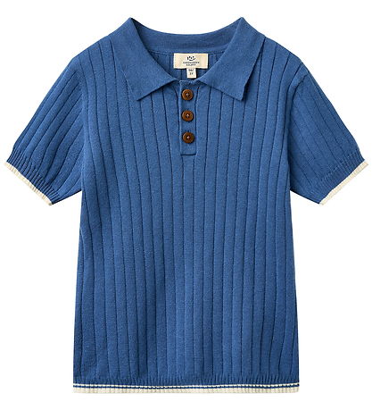 Copenhagen Colors Polo - Strik/Rib - Sharp Blue/Cream
