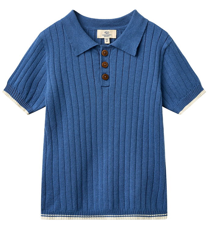 Copenhagen Colors Polo - Strik/Rib - Sharp Blue/Cream