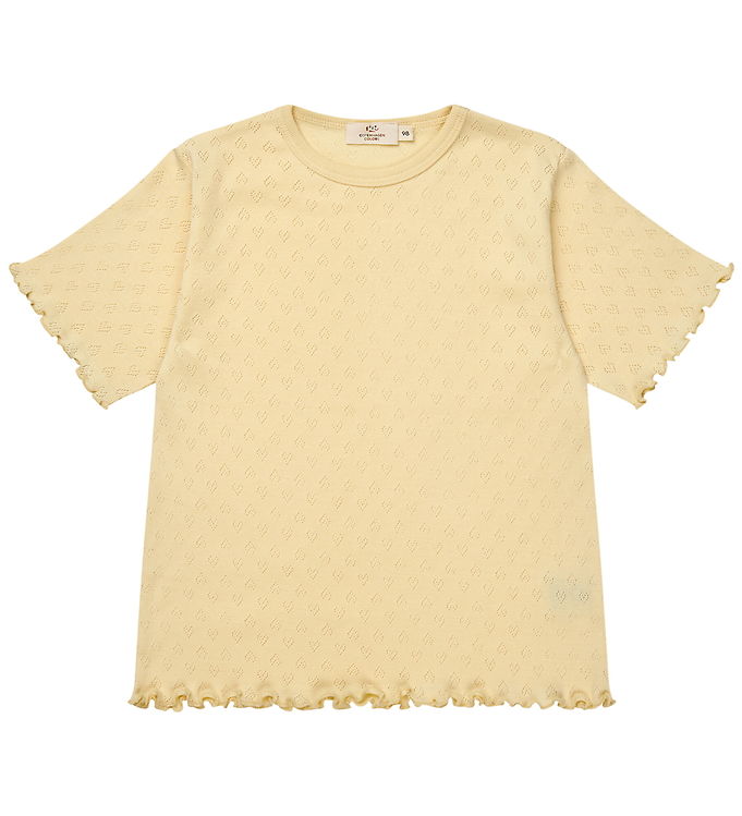 T-Shirt m. Hjerte Mønster - Pale Yellow - Pale Yellow / 104