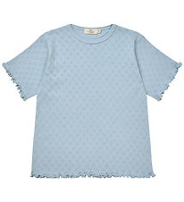 Copenhagen Colors T-shirt - Pointelle Heart - Dusty Blue