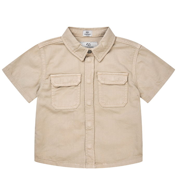SAFARI SKJORTE I TWILL MED KORTE ÆRMER - BEIGE - BEIGE / 122