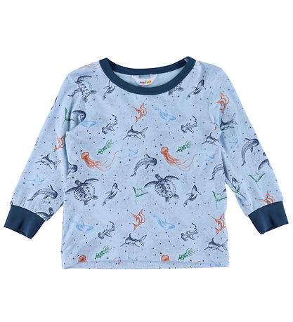 Joha Nattøj - Bambus - Blå m. Havdyr