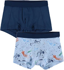 Joha Boxers - Bamboo - 2-Pack - Blue w. Sea animals