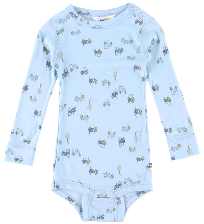 Joha Body l/æ - Bambus - Lyseblå m. Traktorer billede