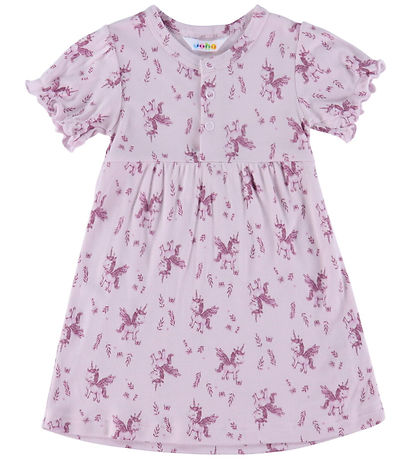 Joha Kjole - Bambus - Lyserød m. Enhjørninger