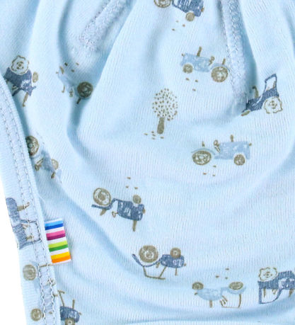 Joha Babyhjelm - Bambus - Lyseblå m. Traktorer