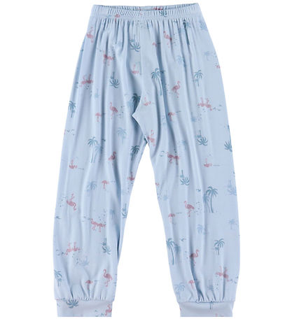 Joha Nattøj - 2-Delt - Bambus - Lyseblå m. Flamingoer