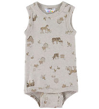 Joha Bodysuit Sleeveless - Light Beige w. Farm Animals