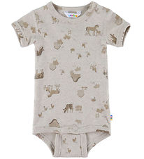 Joha Bodysuit s/s - Light Beige w. Farm Animals